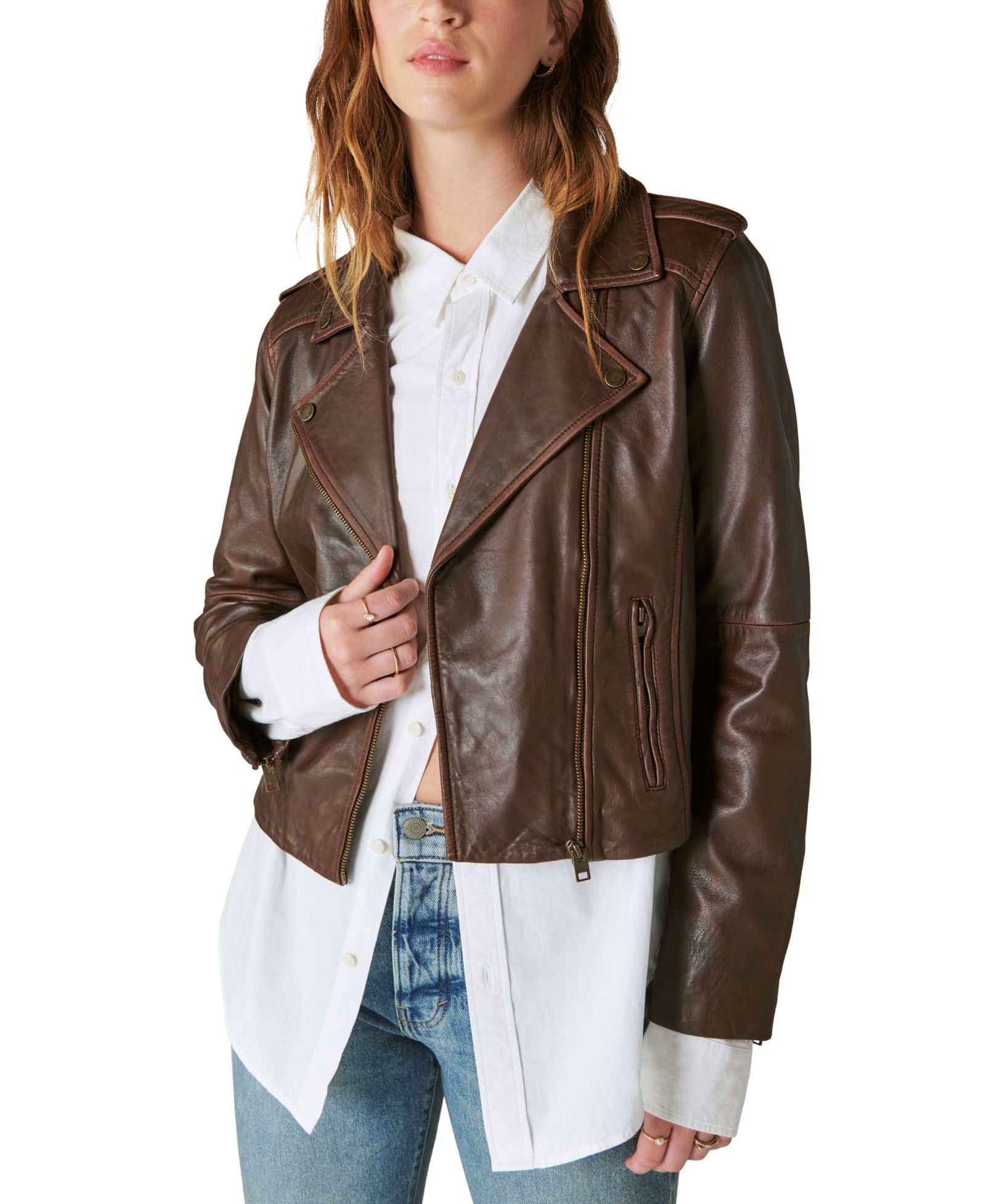 Lucky Brand Women's Classic Leather Moto Jacket
