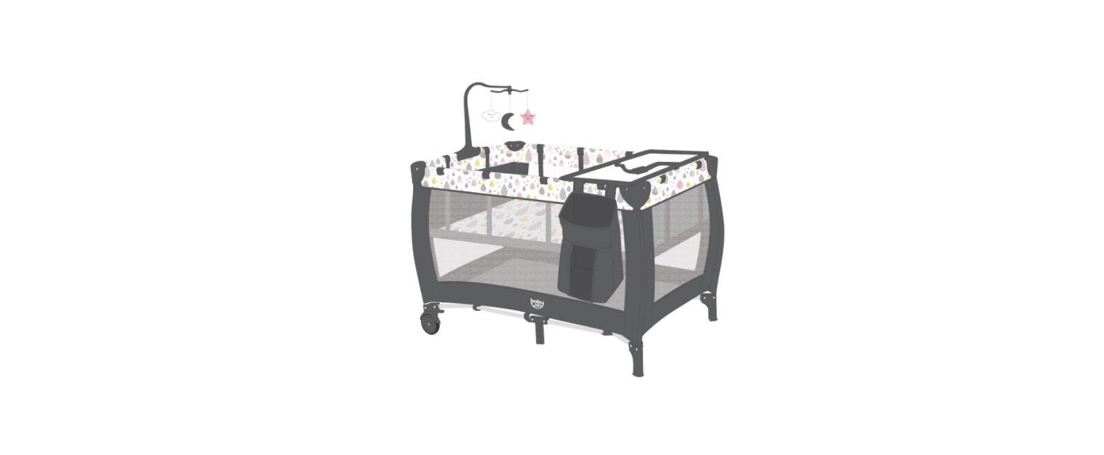 Portable Baby Playpen with Bassinet, Changing Station and Music Box for Newborns