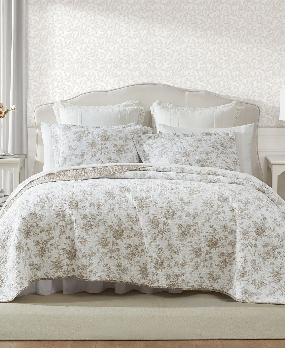Laura Ashley Walled Garden Cotton Reversible 2-Piece Quilt Set, Twin