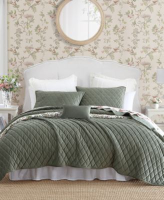 Laura Ashley комплект из 4-х стеганых покрывал Diamond Stitch Velvet, Full/Queen