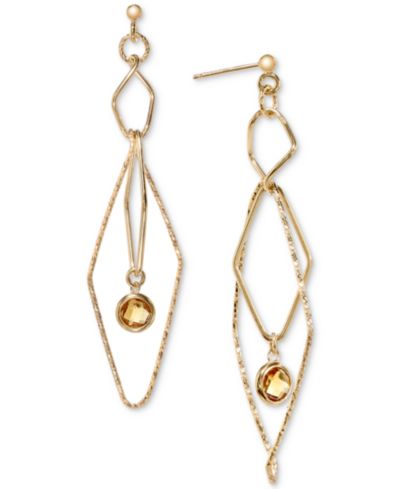 Citrine Openwork Orbital Geometric Drop Earrings (5/8 ct. t.w.) in 14k Gold-Plated  Sterling Silver