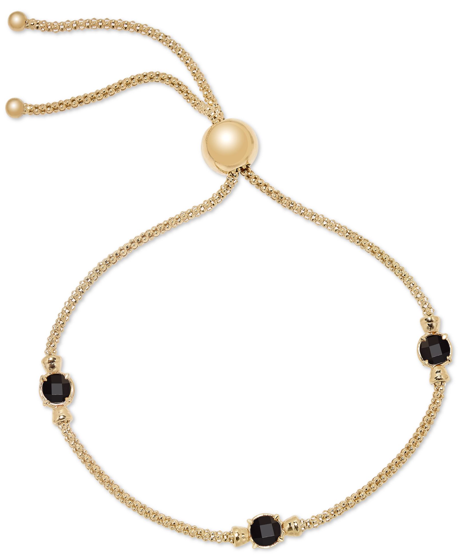 Браслет Onyx Popcorn Link Bolo из стерлингового серебра с напылением 14k Gold-Plated