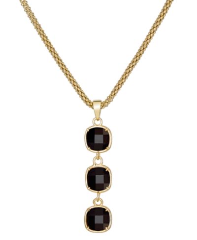 Подвеска Macy's Lapis Lazuli Triple Drop 14k Gold-Plated Sterling Silver, 18 + 3" extender