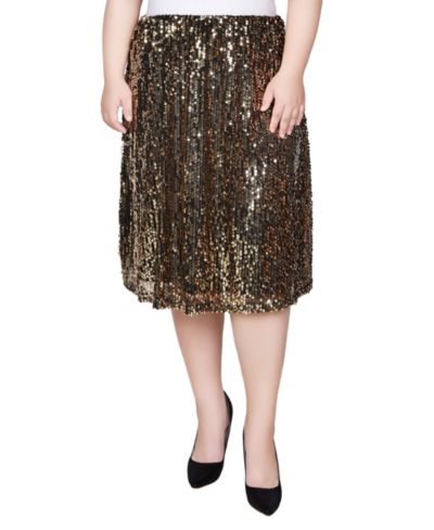 NY Collection Plus Size Knee Length Sequined Skirt