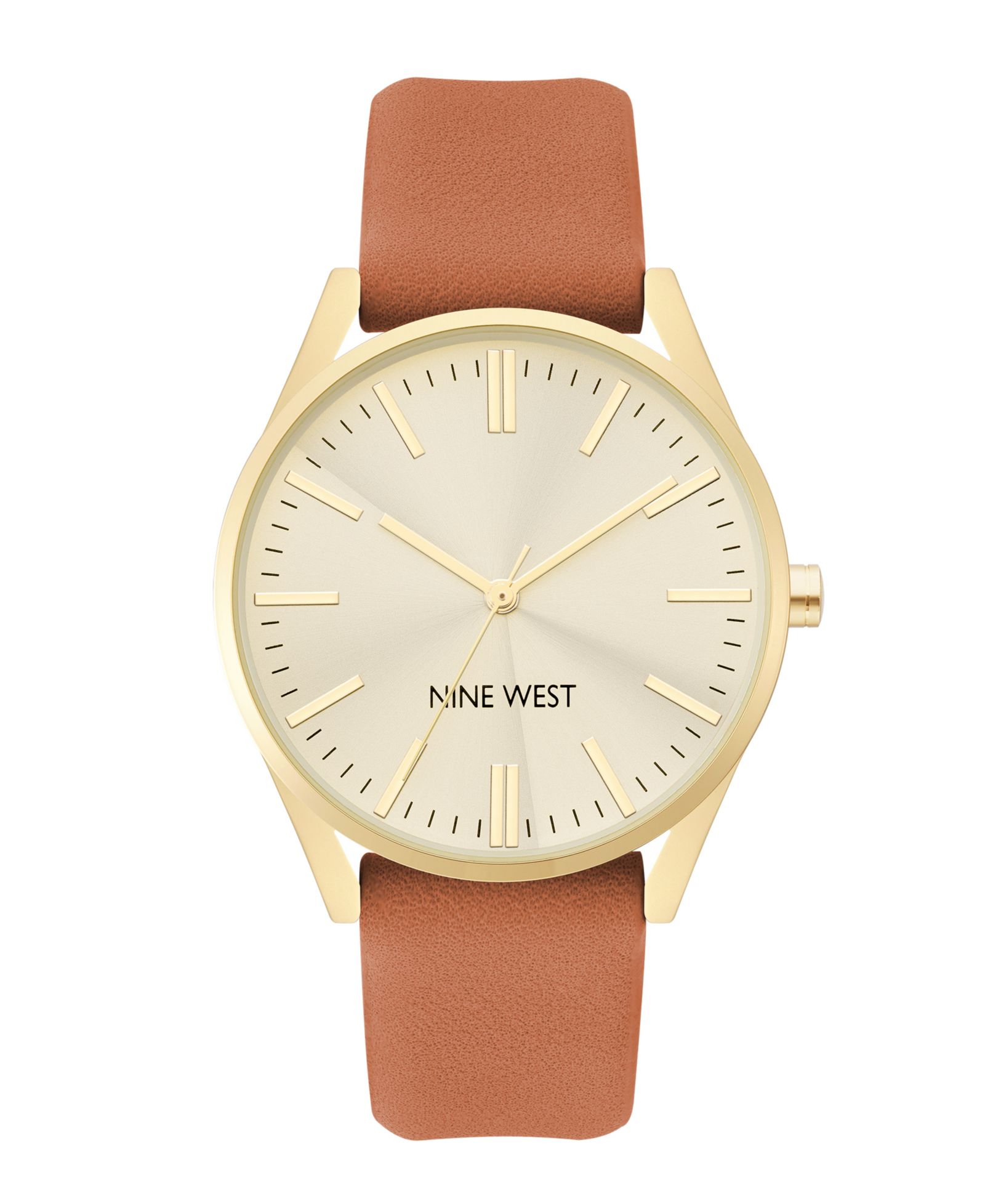 Женские наручные часы Nine West Quartz Honey Brown Faux Leather Band, 36mm