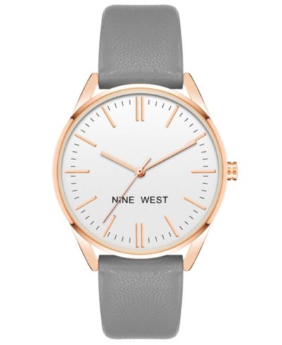 Женские часы Nine West Quartz Gray из искусственной кожи, 36mm