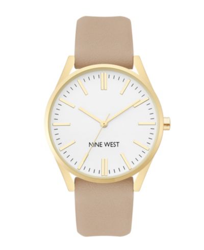 Женские часы Nine West Quartz Tan Faux Leather Band, 36mm