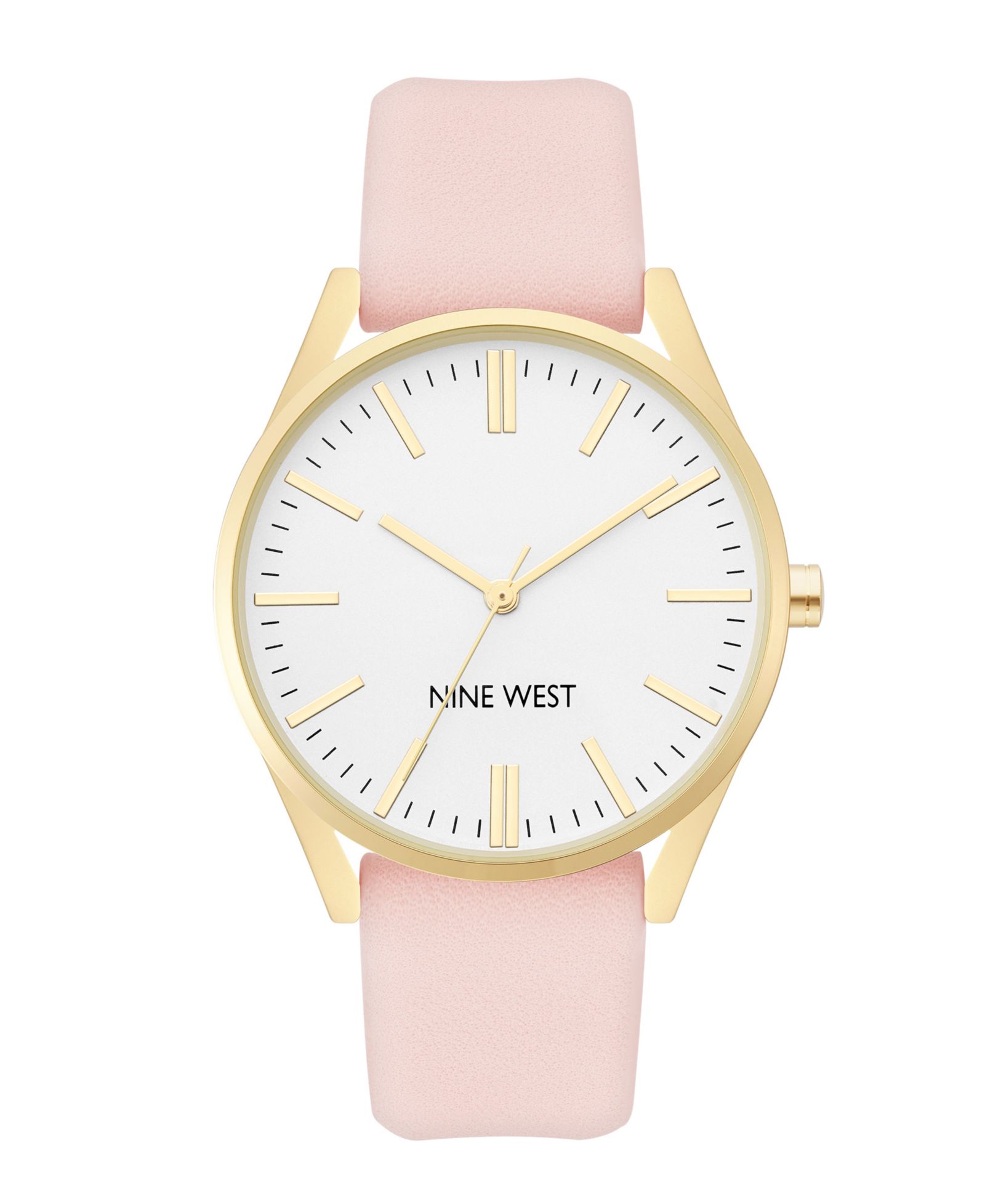 Nine West Женские кварцевые часы с розовой искусственной кожаной лентой, 36mm