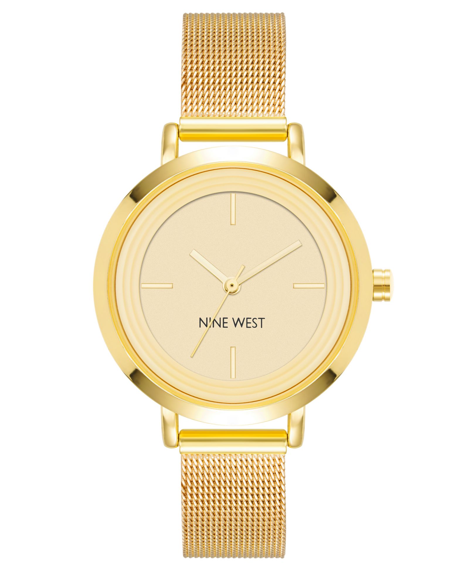 Nine West Женские кварцевые часы с золотистым стальным браслетом Mesh, 34mm