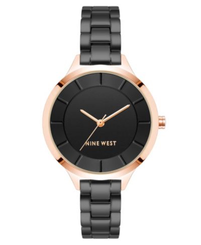 Nine West Women's Quartz Black Alloy Link Bracelet Watch, 34mm