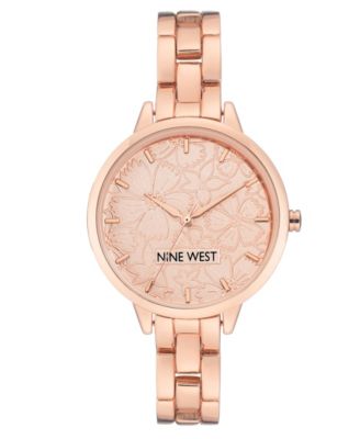 Женские часы Nine West Quartz Rose Gold-Tone Alloy Link Bracelet, 36mm