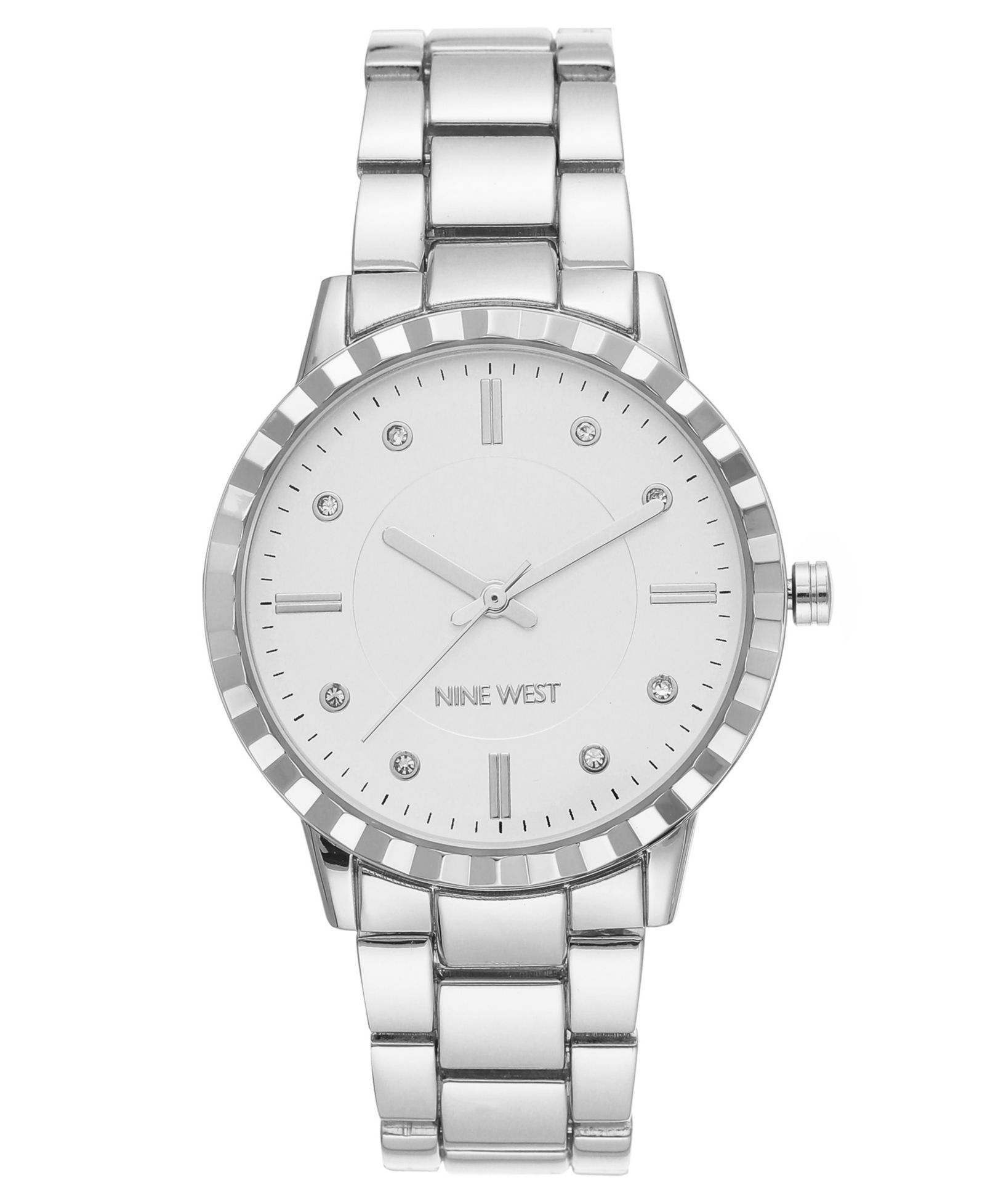 Часы Nine West Women's Quartz Silver-Tone Alloy Link, 36mm