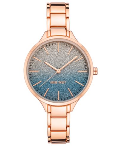 Nine West Women's Quartz Rose Gold-Tone Alloy Link Bracelet Watch, 36mm