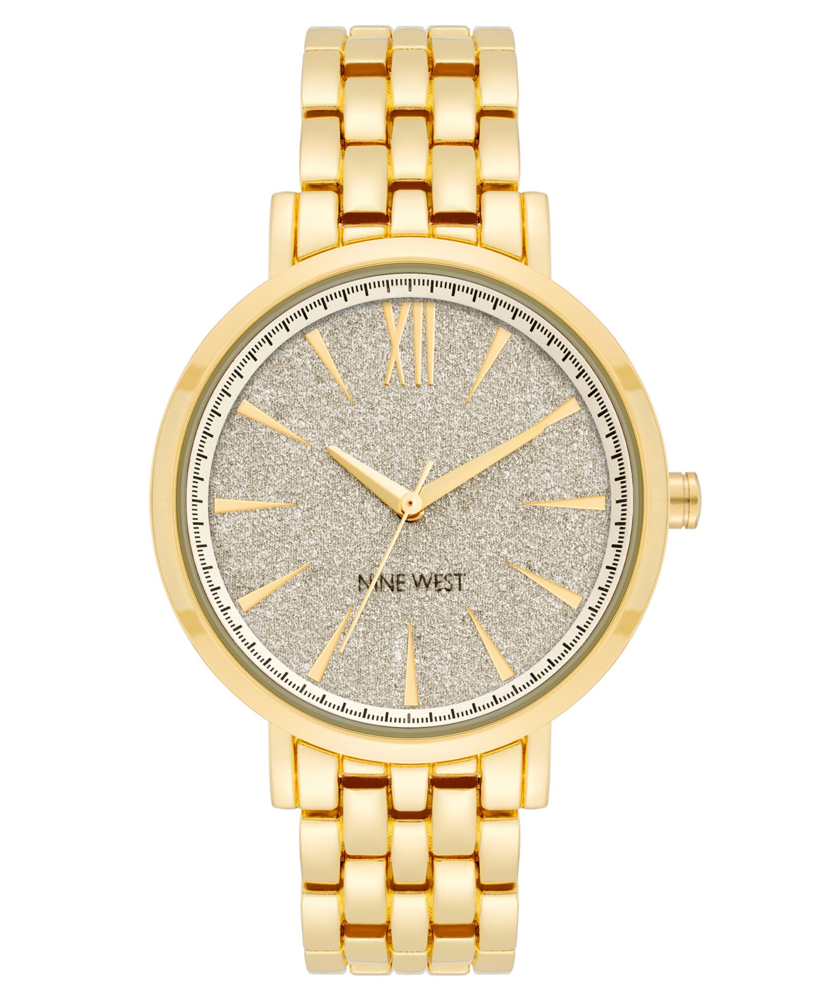 Женские часы Nine West Quartz Gold-Tone Alloy Link Bracelet 36.5mm