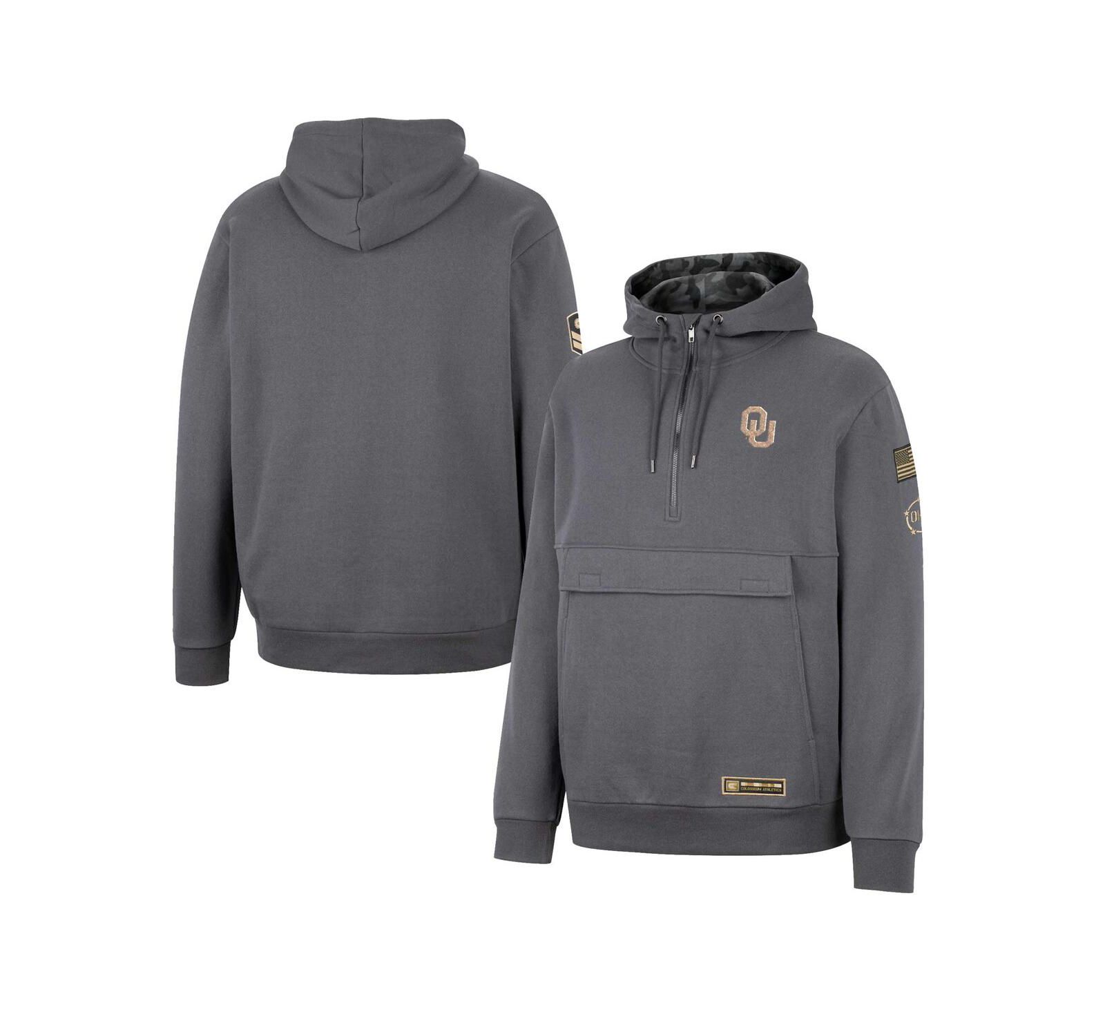 Мужской худи Colosseum Charcoal Oklahoma Sooners OHT Military-Inspired Appreciation Quarter-Zip