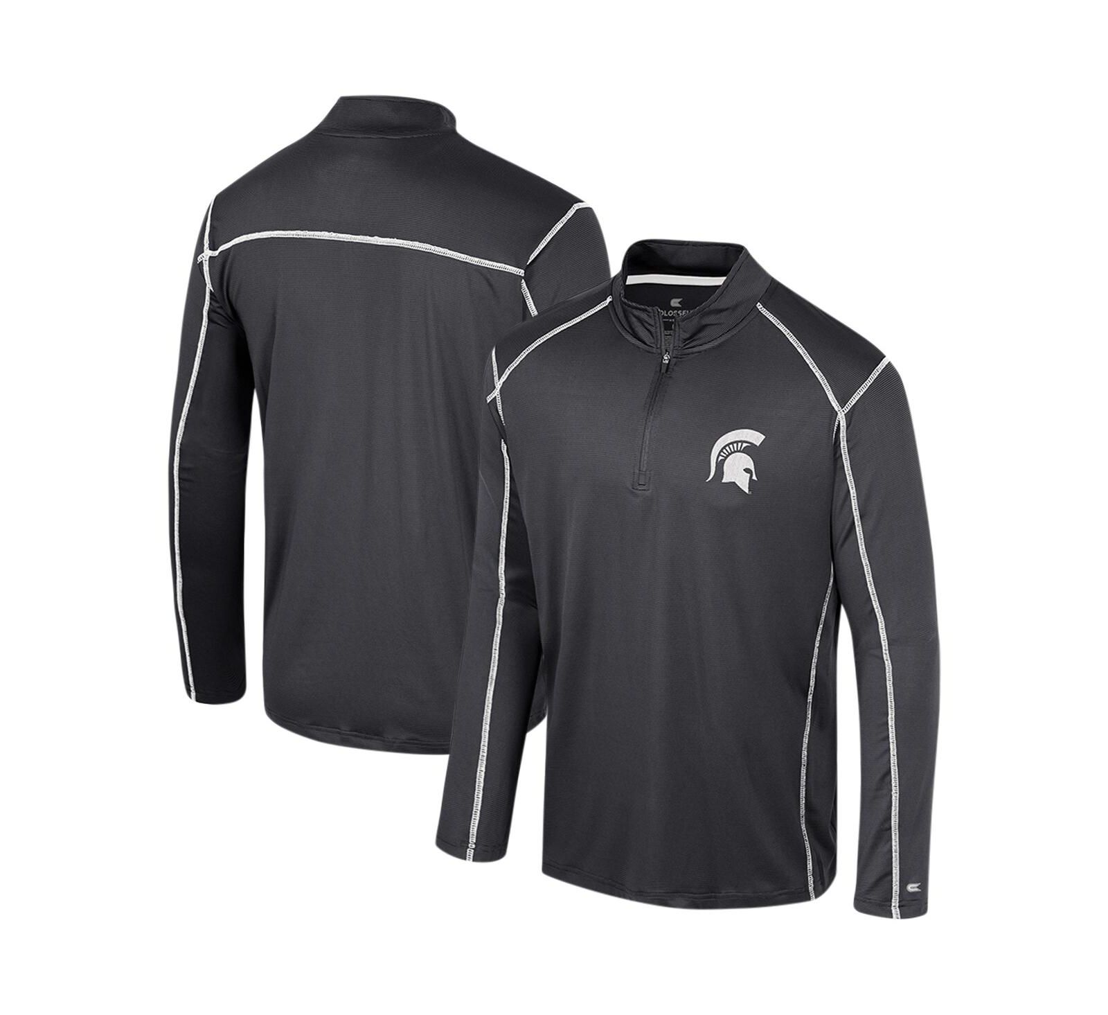 Men's Colosseum Black Michigan State Spartans Cameron Quarter-Zip Windshirt