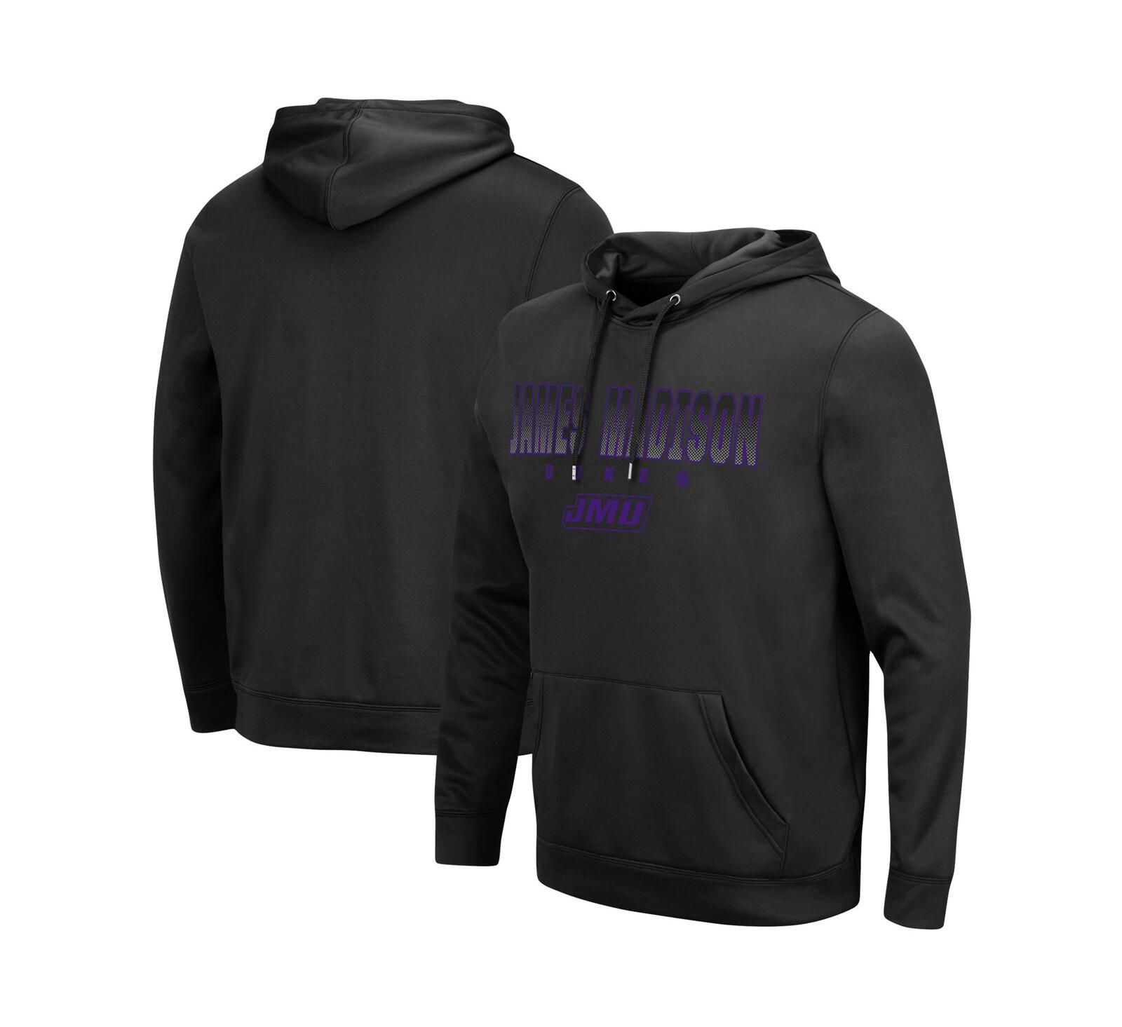 Men's Colosseum Black James Madison Dukes Blackout 3.0 Pullover Hoodie