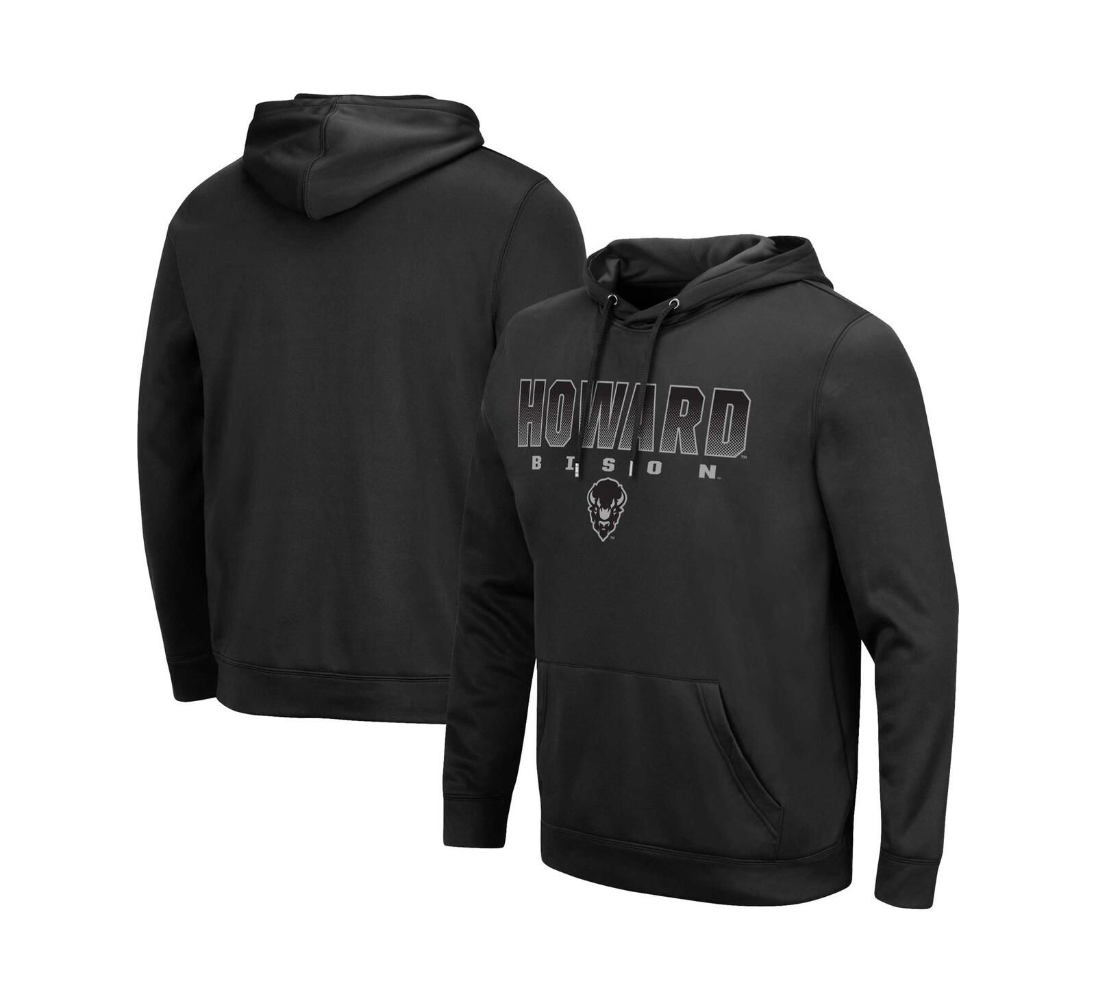Men's Colosseum Black Howard Bison Blackout 3.0 Pullover Hoodie