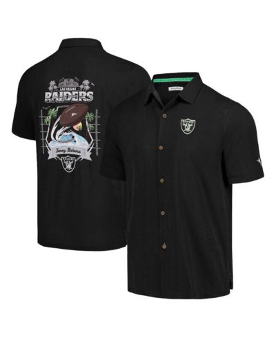 Men's Tommy Bahama Black Las Vegas Raiders Tidal Kickoff Camp Button-Up Shirt