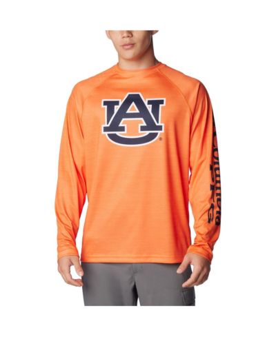 Мужская футболка Columbia Orange Auburn Tigers PFG Terminal Tackle Omni-Shade Raglan Long Sleeve