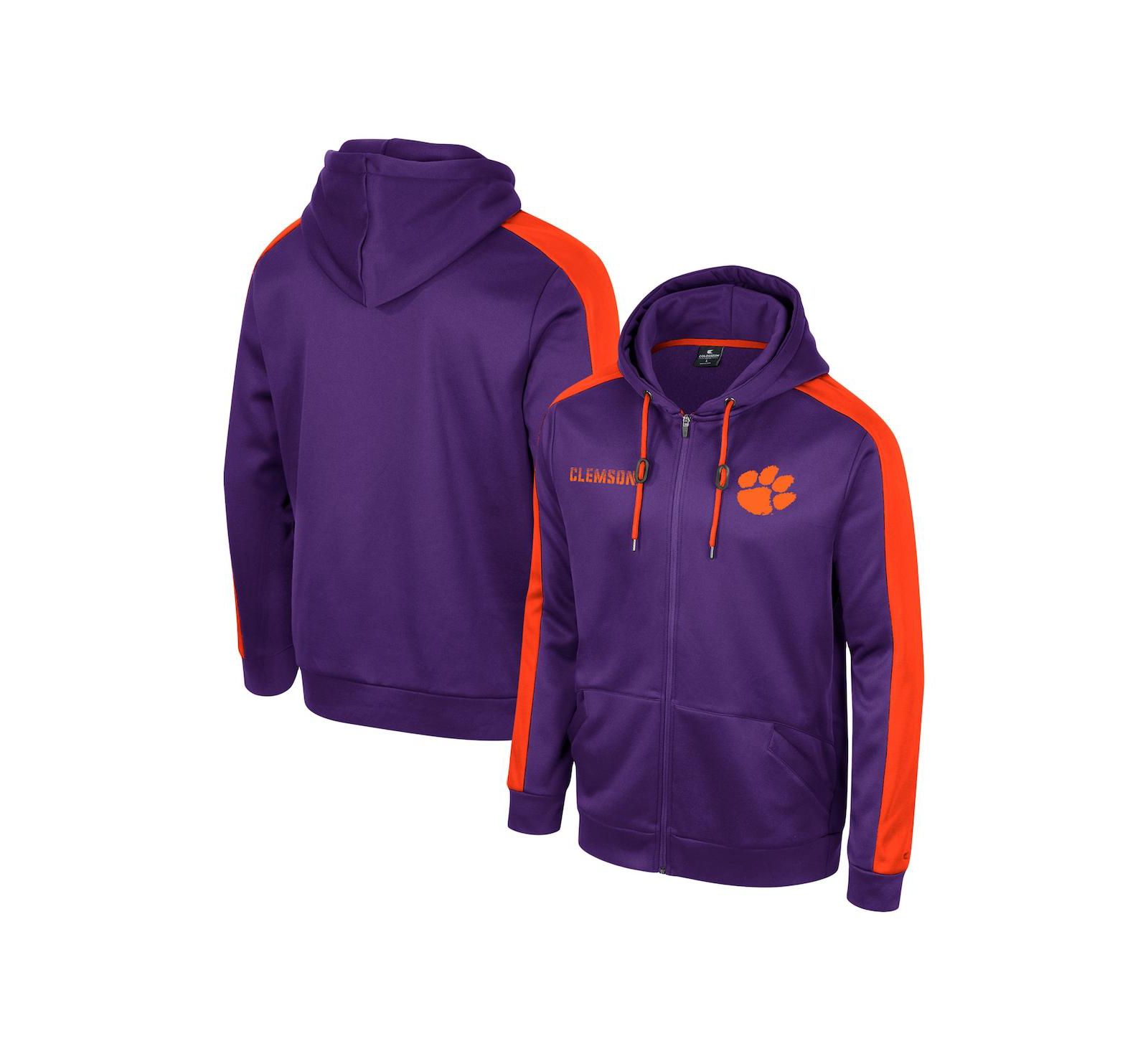 Мужской свитшот Colosseum Purple Clemson Tigers Reese Full-Zip