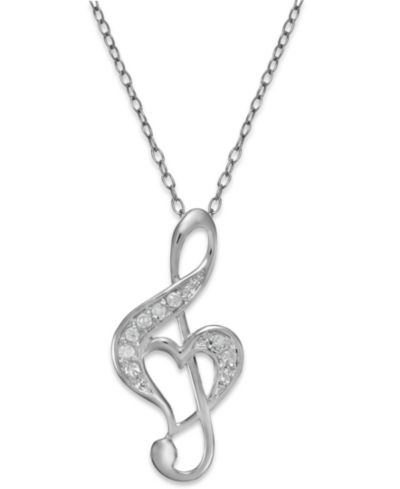 Подвеска-кулон Diamond Treble Clef Heart из стерлингового серебра (1/10 ct. t.w.)