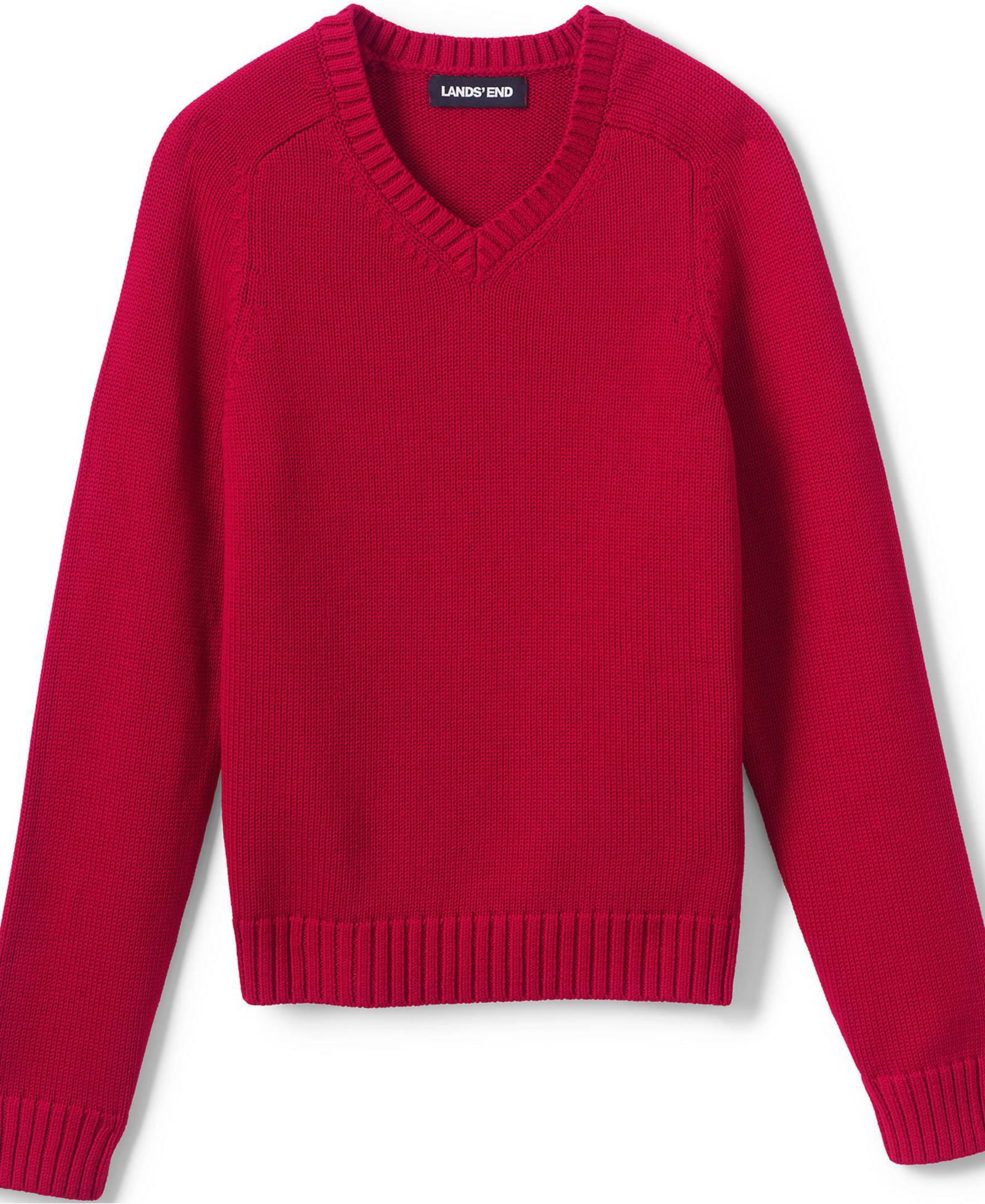Lands' End Child School Uniform Kids Cotton Modal V-neck Sweater