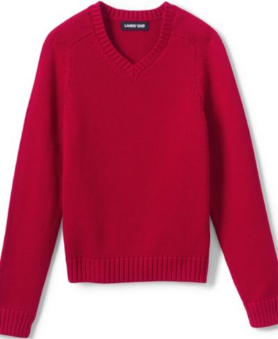 Lands' End Child School Uniform Kids Cotton Modal V-neck Sweater
