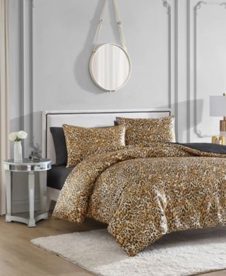 Juicy Couture Monica Leopard Satin 3-Pc. Reversible Comforter Set, Full/Queen