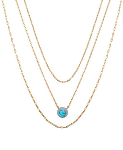 Unwritten Blue Cubic Zirconia and Blue Enamel Pendant Layered Necklace Set