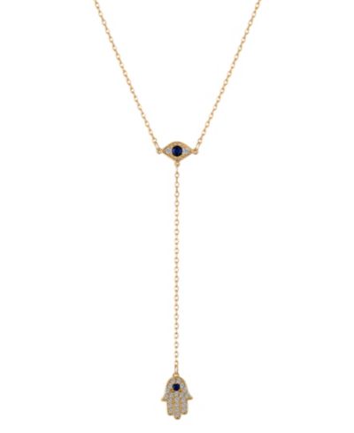 Unwritten Blue Cubic Zirconia Evil Eye and Hamsa Y-Necklace
