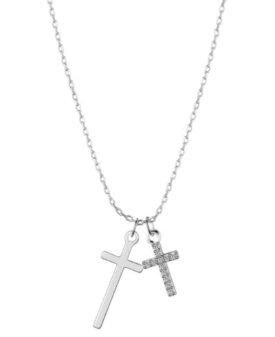Ожерелье-подвеска Unwritten Cubic Zirconia and Silver Plated Cross