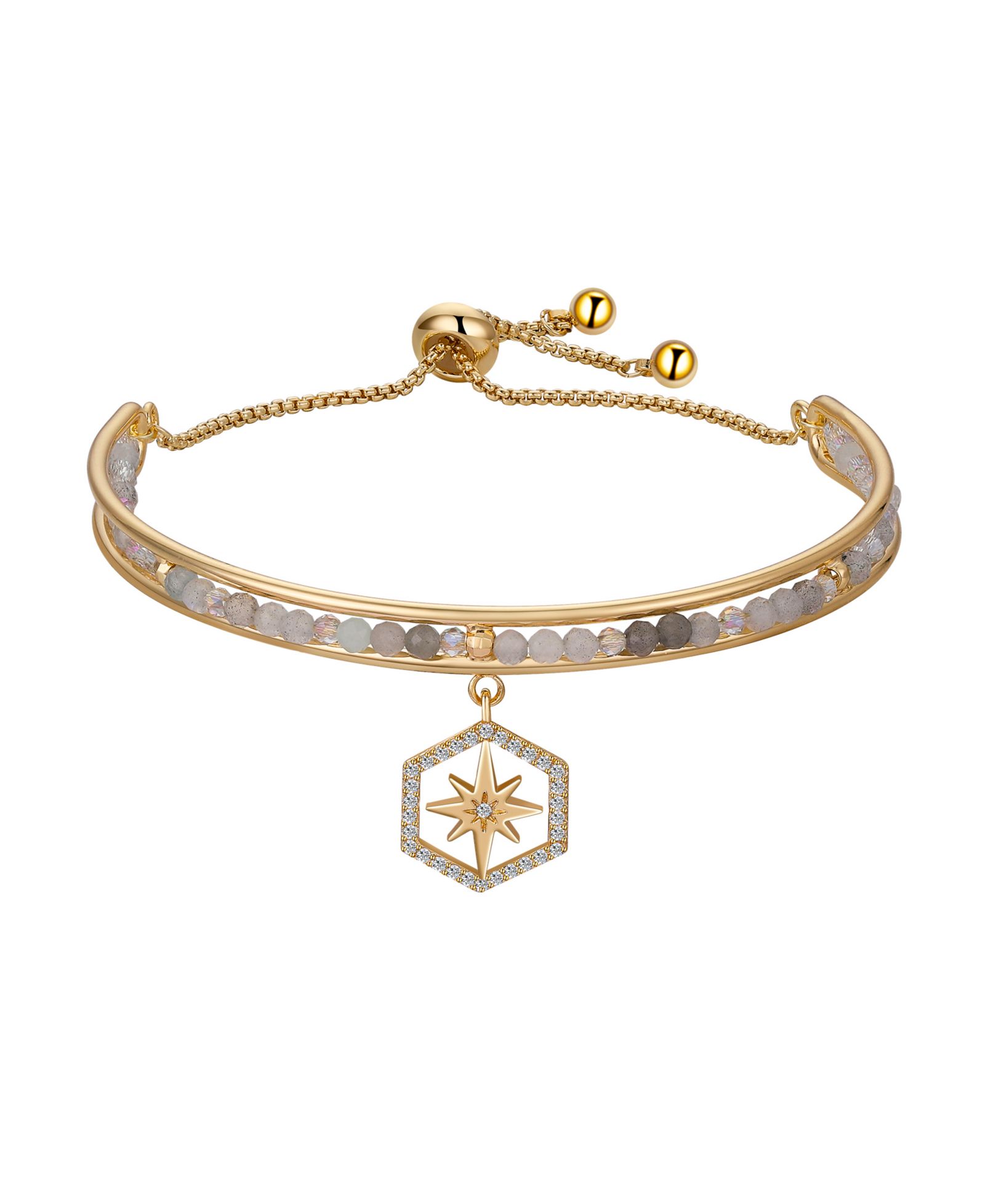 Браслет Unwritten Cubic Zirconia Star and Multi Color Glass Stone Bead