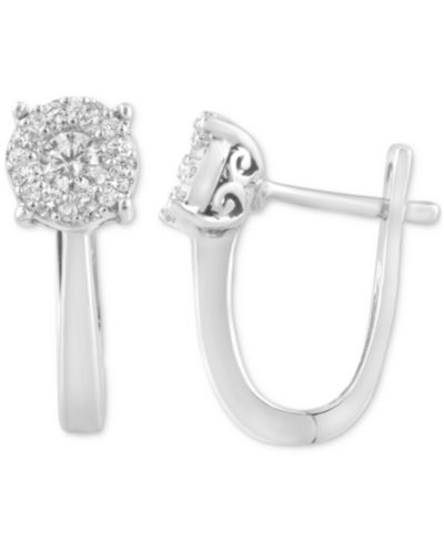 Серьги с бриллиантовым ореолом (1/2 ct. t.w.) из белого золота 14k