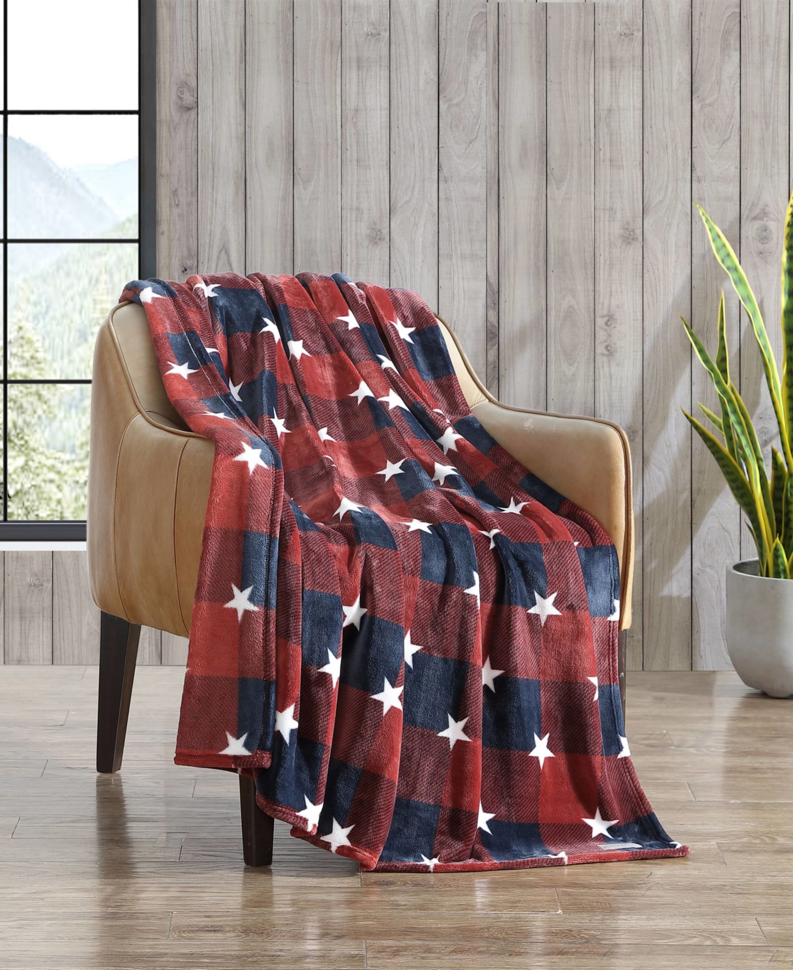 Плед флисовый Eddie Bauer Americana Plaid Ultra Soft Plush, 70 x 50