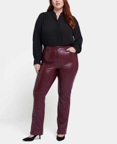 NYDJ Plus Size Artificial Leather Marilyn Straight Pants