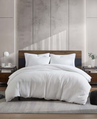 Kenneth Cole New York Solid Waffle 3 Piece Duvet Cover Set, King
