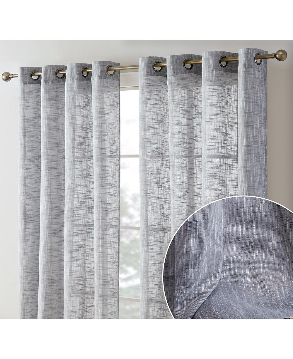 Комплект из 2 штор HLC.me Madison Faux Linen Textured Semi Sheer Privacy Sun Light Filtering Transparent Window Grommet Long Thick Curtains Panels