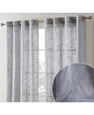 Комплект из 2 штор HLC.me Madison Faux Linen Textured Semi Sheer Privacy Sun Light Filtering Transparent Window Grommet Long Thick Curtains Panels