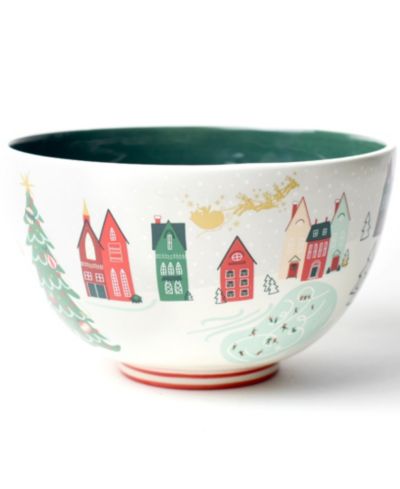 Coton Colors Декоративная чаша Christmas in the Village Scene 9" Footed Bowl