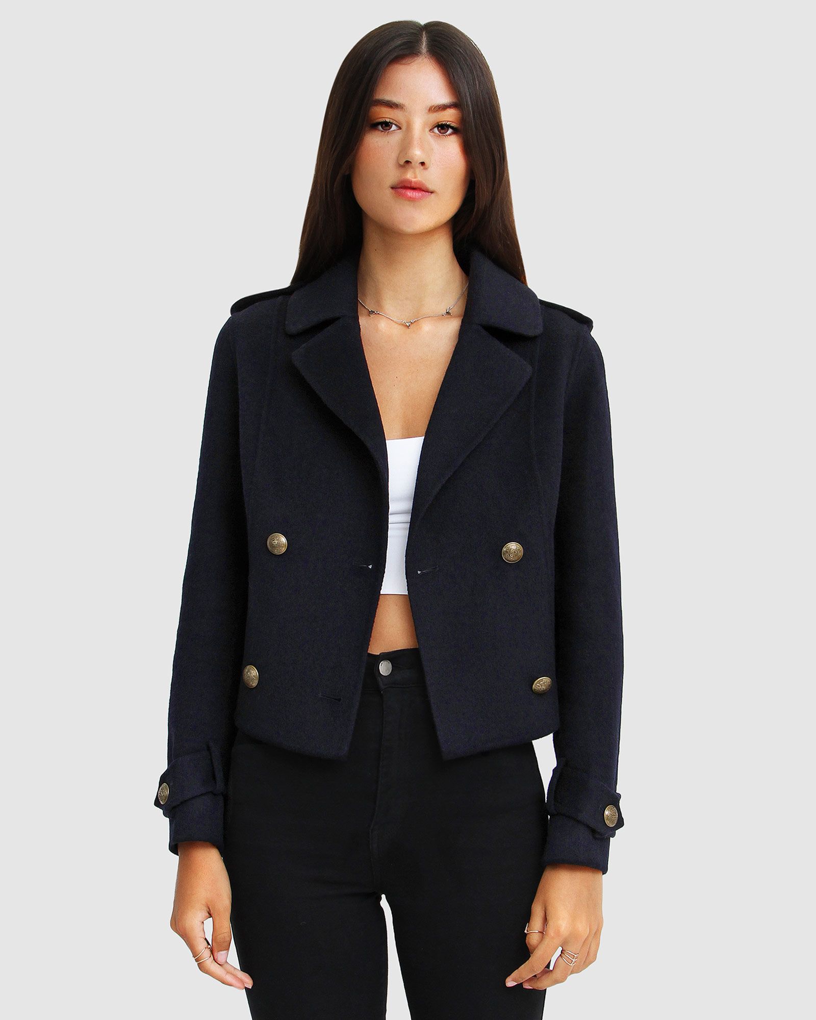 Женское пальто Belle & Bloom Better Off Military Peacoat