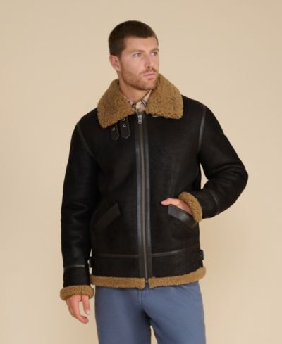 Furniq UK Men's Shearling Aviator Jacket