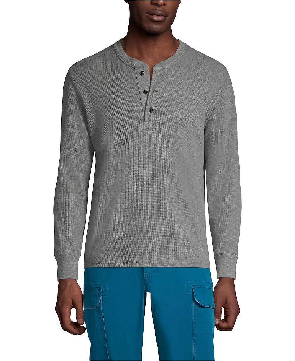 Lands' End Men's Long Sleeve Thermal Waffle Henley