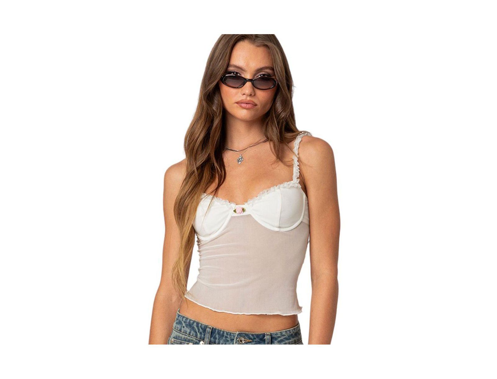 Edikted Women's Lidia Sheer Mesh Bra Top