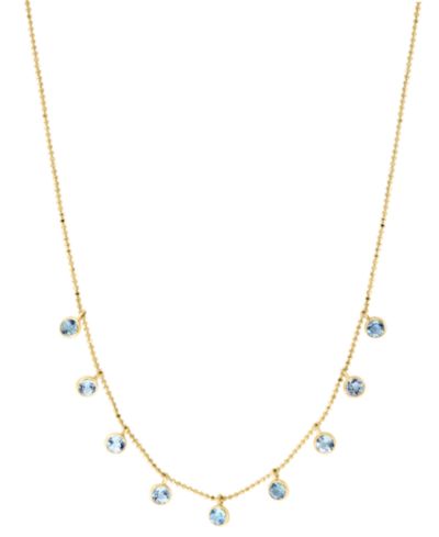 EFFY® Sky Blue Topaz Dangle Collar Necklace (2-5/8 ct. t.w.) in 14k Gold, 16" + 2" extender