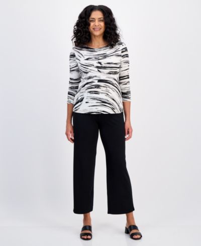 JM Collection Petite Windswept жаккардовый топ с 3/4 рукавом, Petite