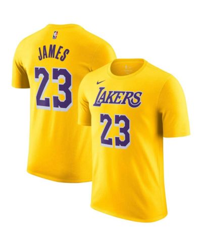 Мужская футболка Nike LeBron James Gold Los Angeles Lakers Name and Number