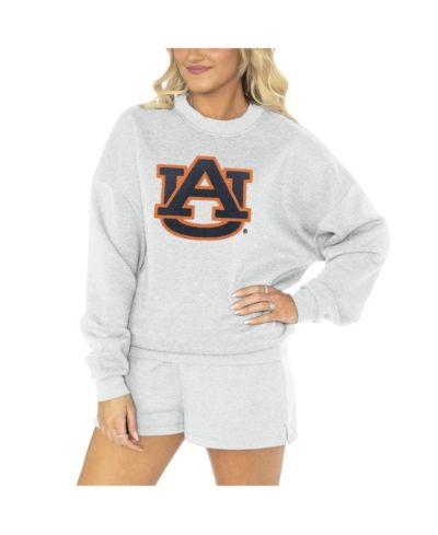 Женский комплект Gameday Couture Ash Auburn Tigers Team Effort Pullover Sweatshirt and Shorts Sleep Set
