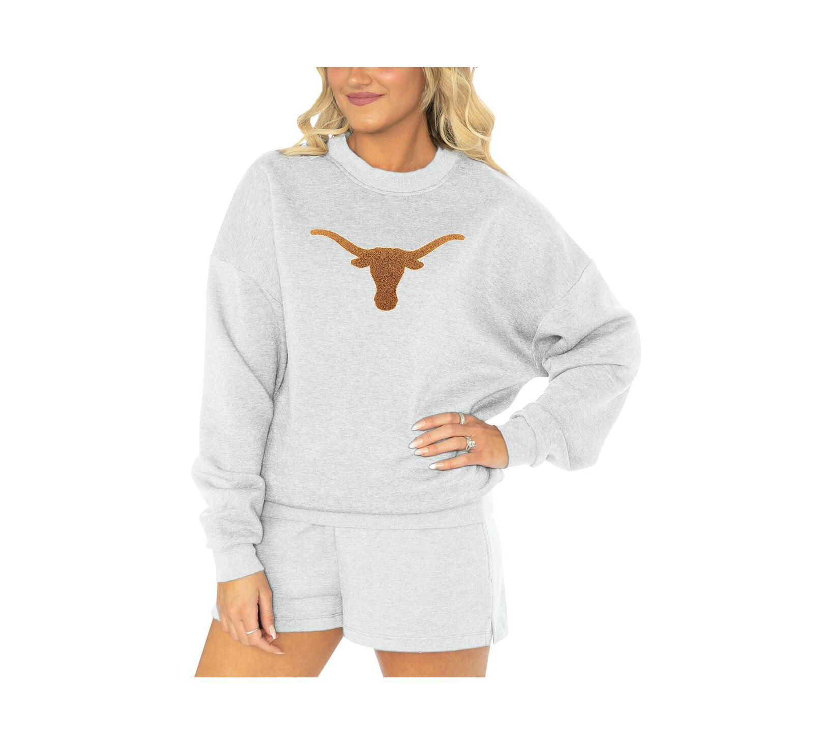 Women's Gameday Couture Ash Texas Longhorns Sweatshirt и шорты комплект для сна