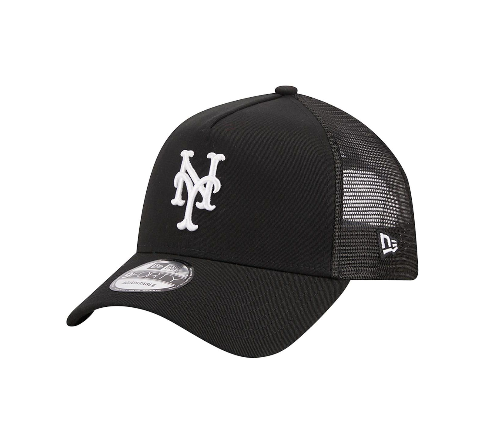 Men's New Era Black New York Mets A-Frame 9FORTY Trucker Adjustable Hat